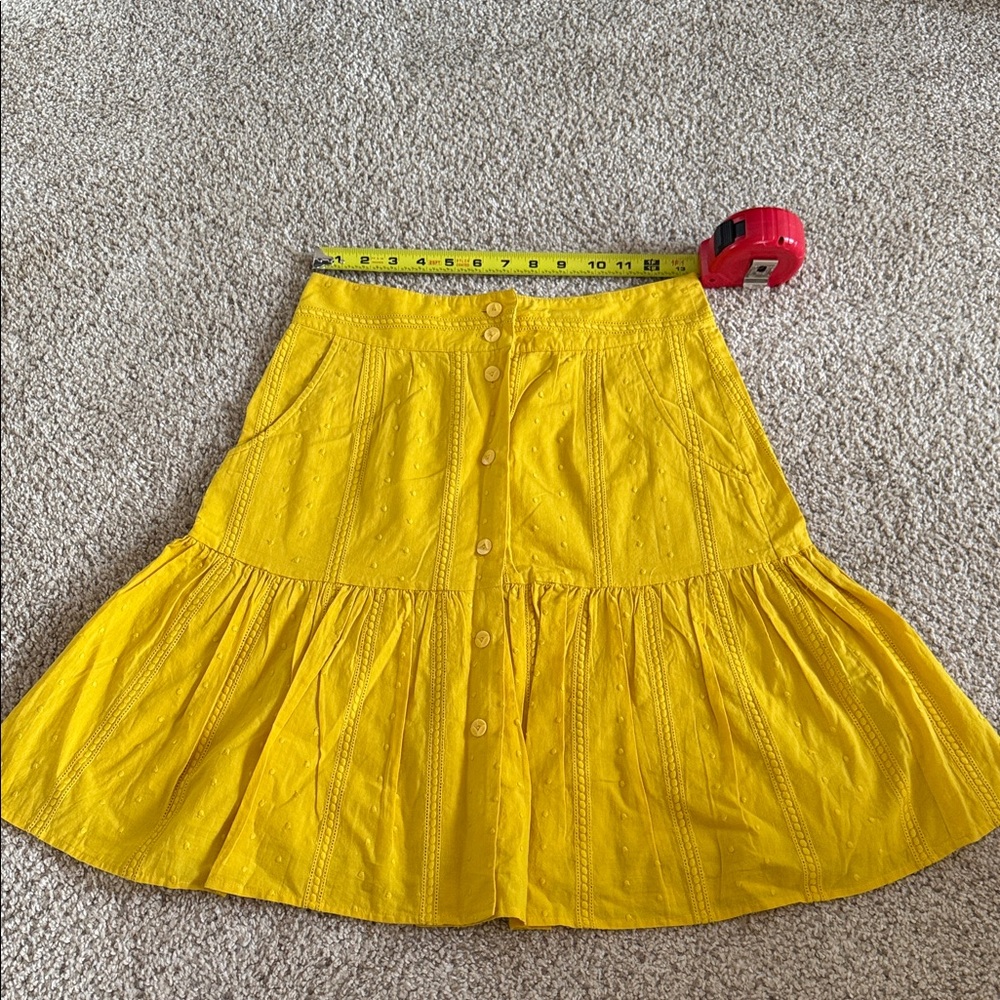 Anthropologie odille Yellow A-Line Skirt with Button Detail Sz 2